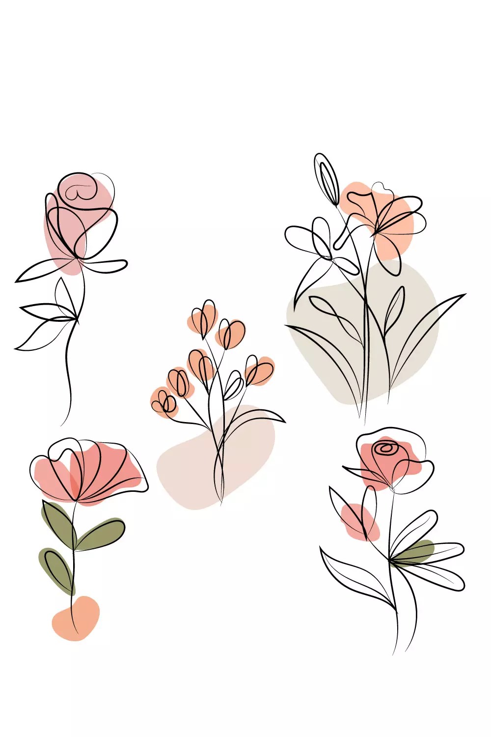 Floral Liner Art MasterBundles