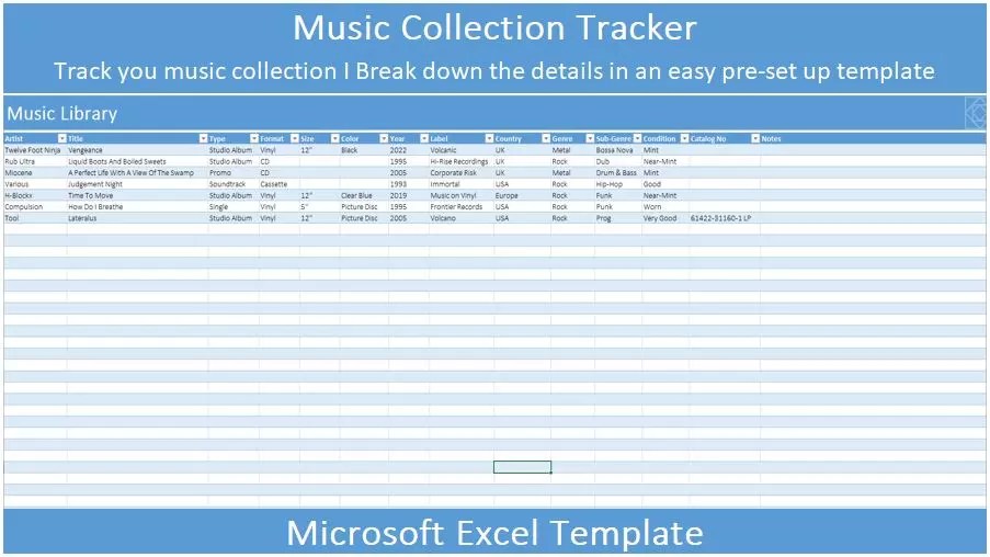 Music Collection Tracker Library for Vinyl, Tape, CD MasterBundles