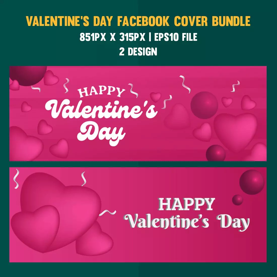 Valentines Day Facebook Cover Bundle MasterBundles