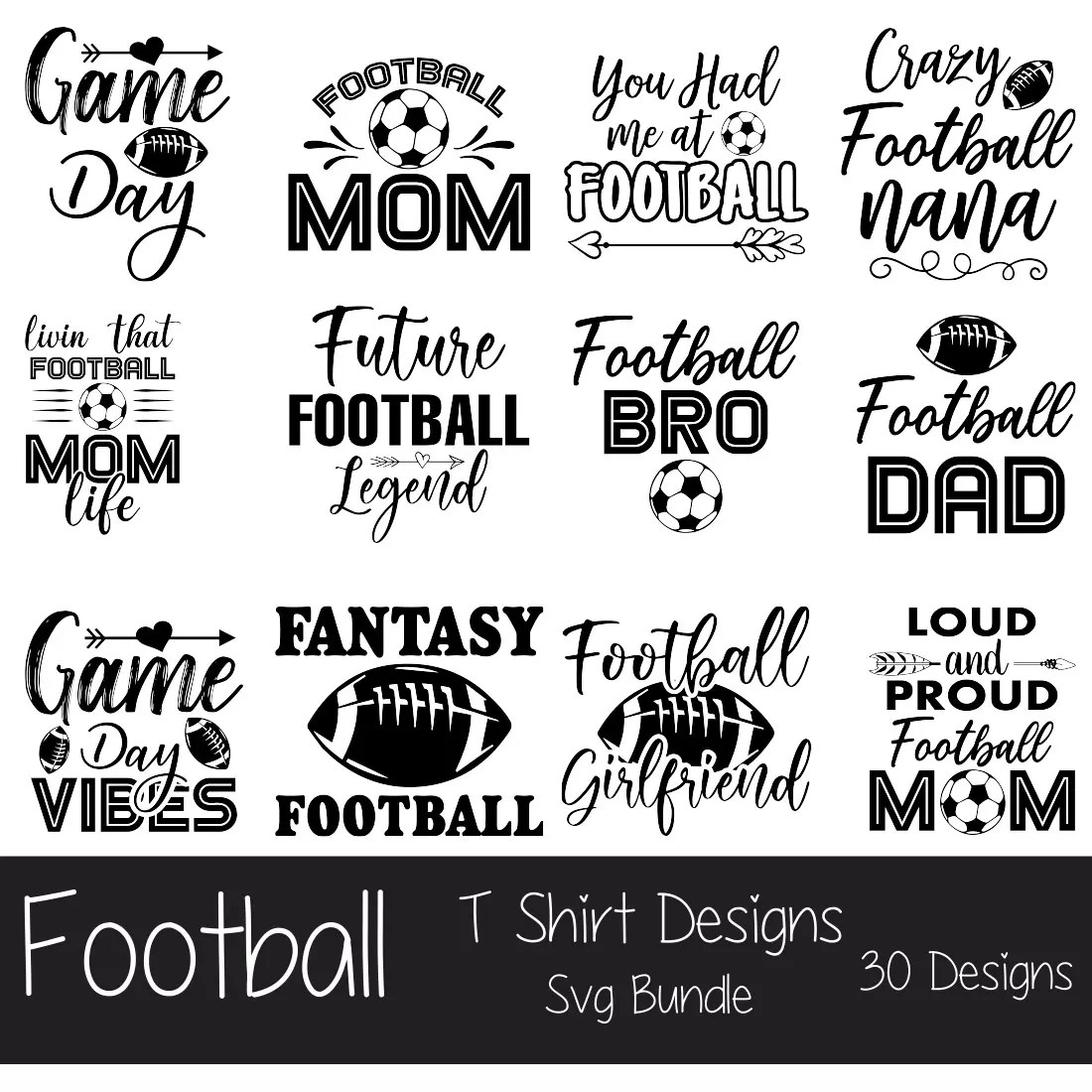 Football TShirt Designs SVG Bundle MasterBundles