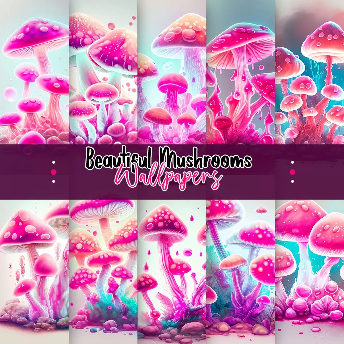 Watercolor Mushroom Wallpaper MasterBundles