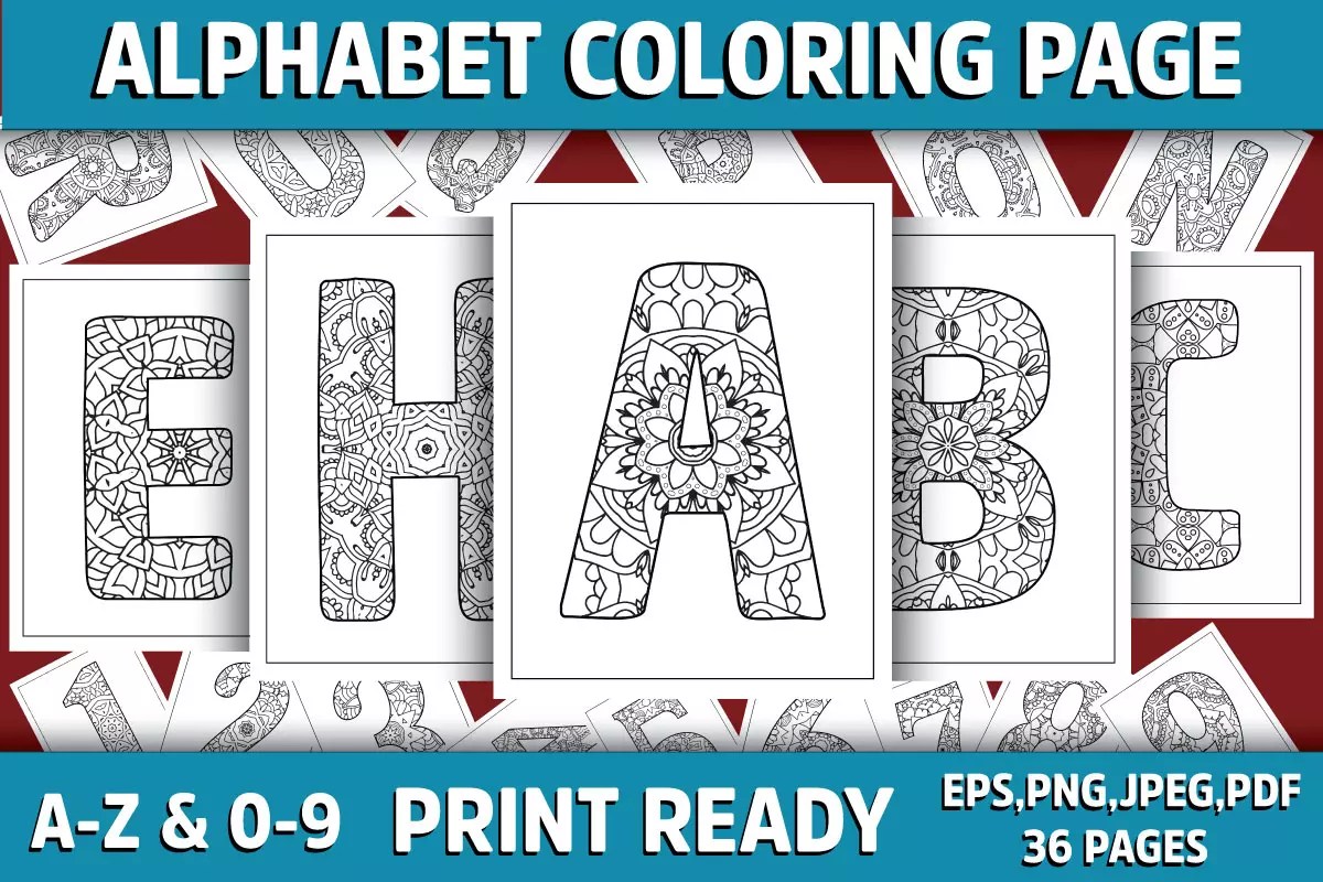 Alphabet Letter & Number Coloring Pages Bundle MasterBundles