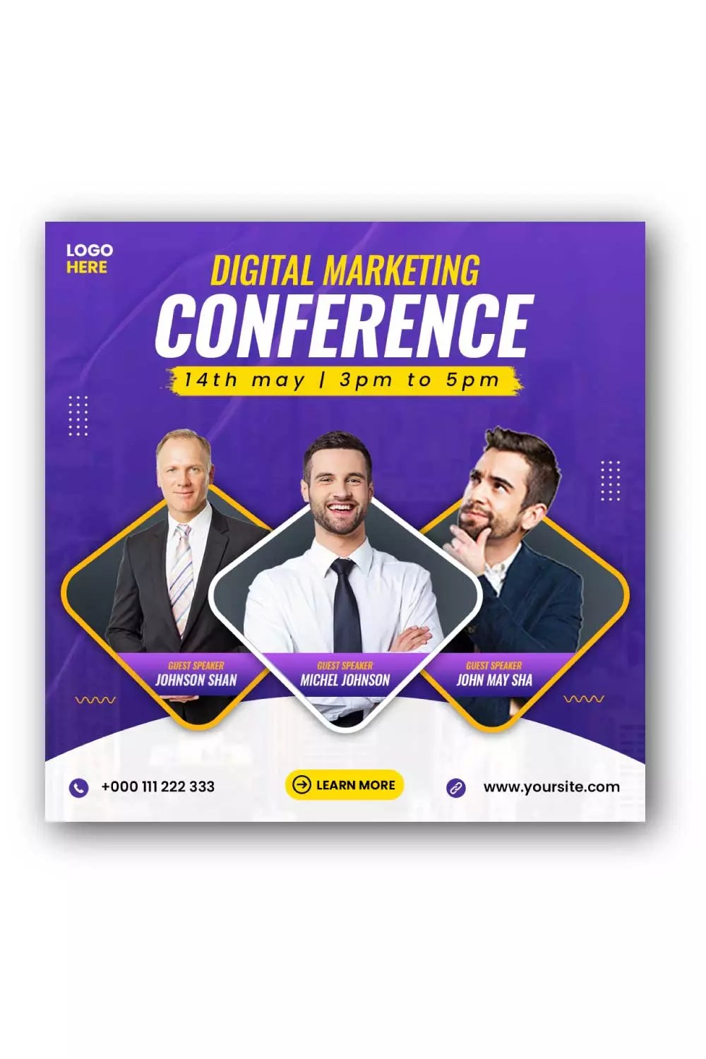 Conference Social Media Instagram Post Template MasterBundles