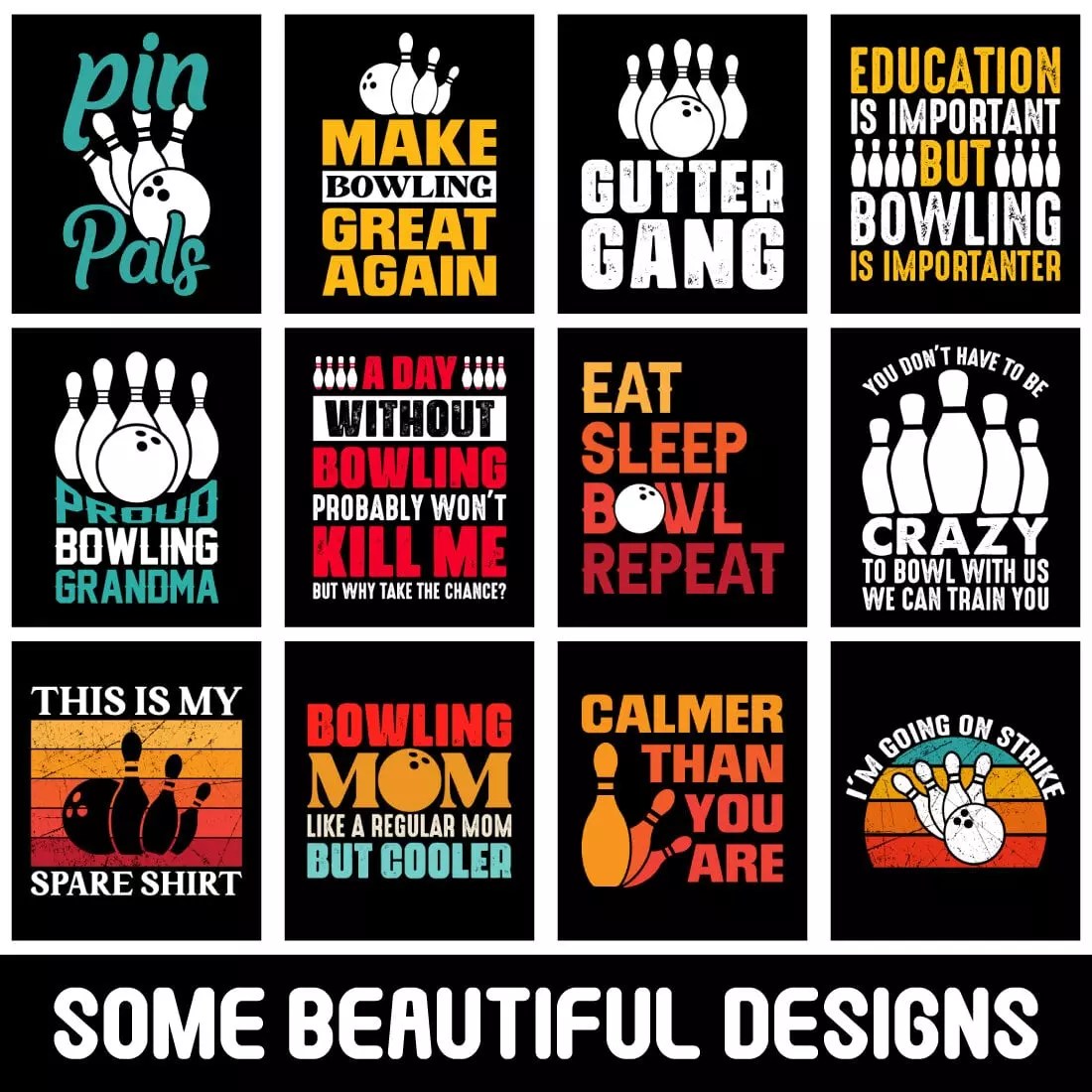 Bowling Tshirt Design Bundle MasterBundles
