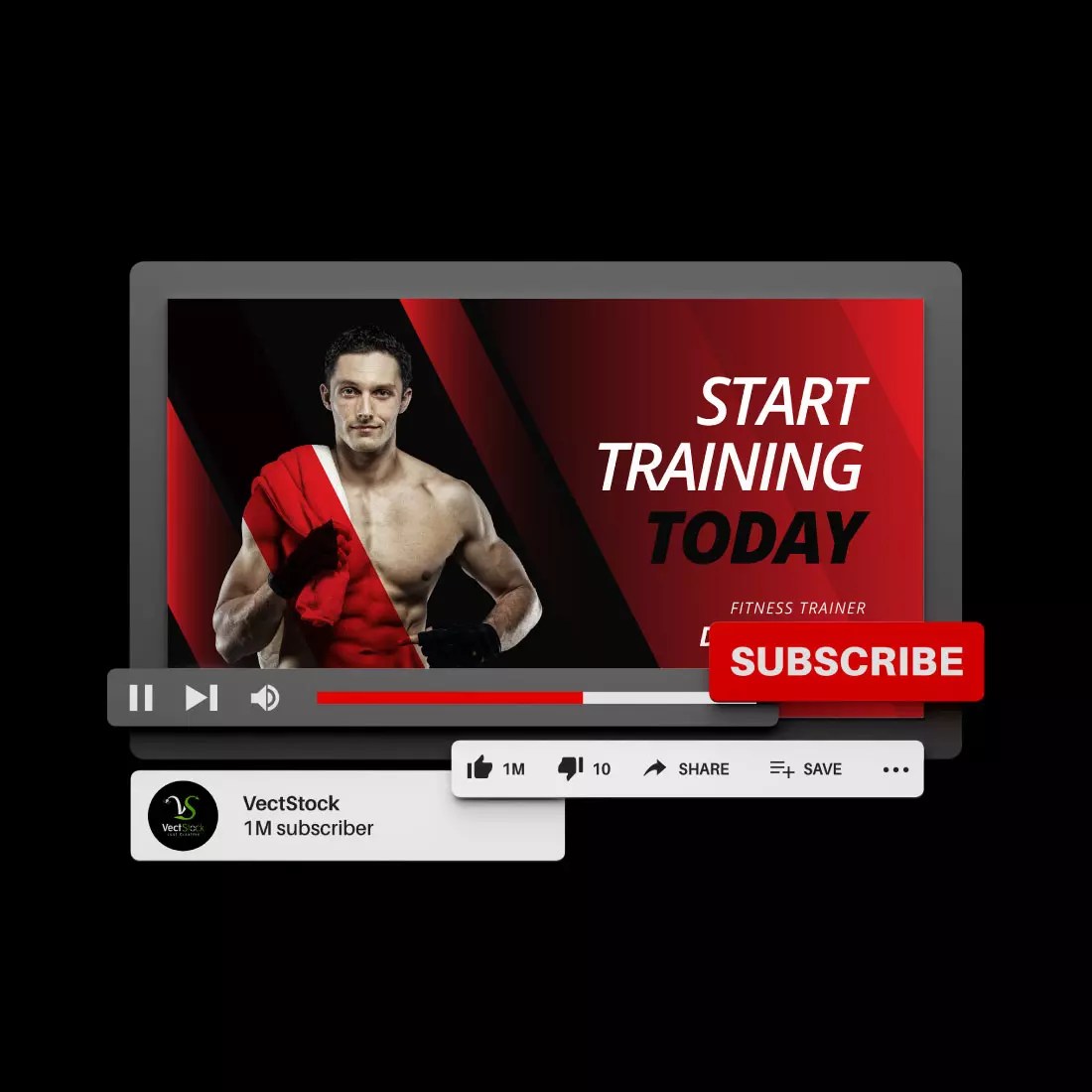 Sports Gym Fitness Youtube Video Thumbnail Template MasterBundles