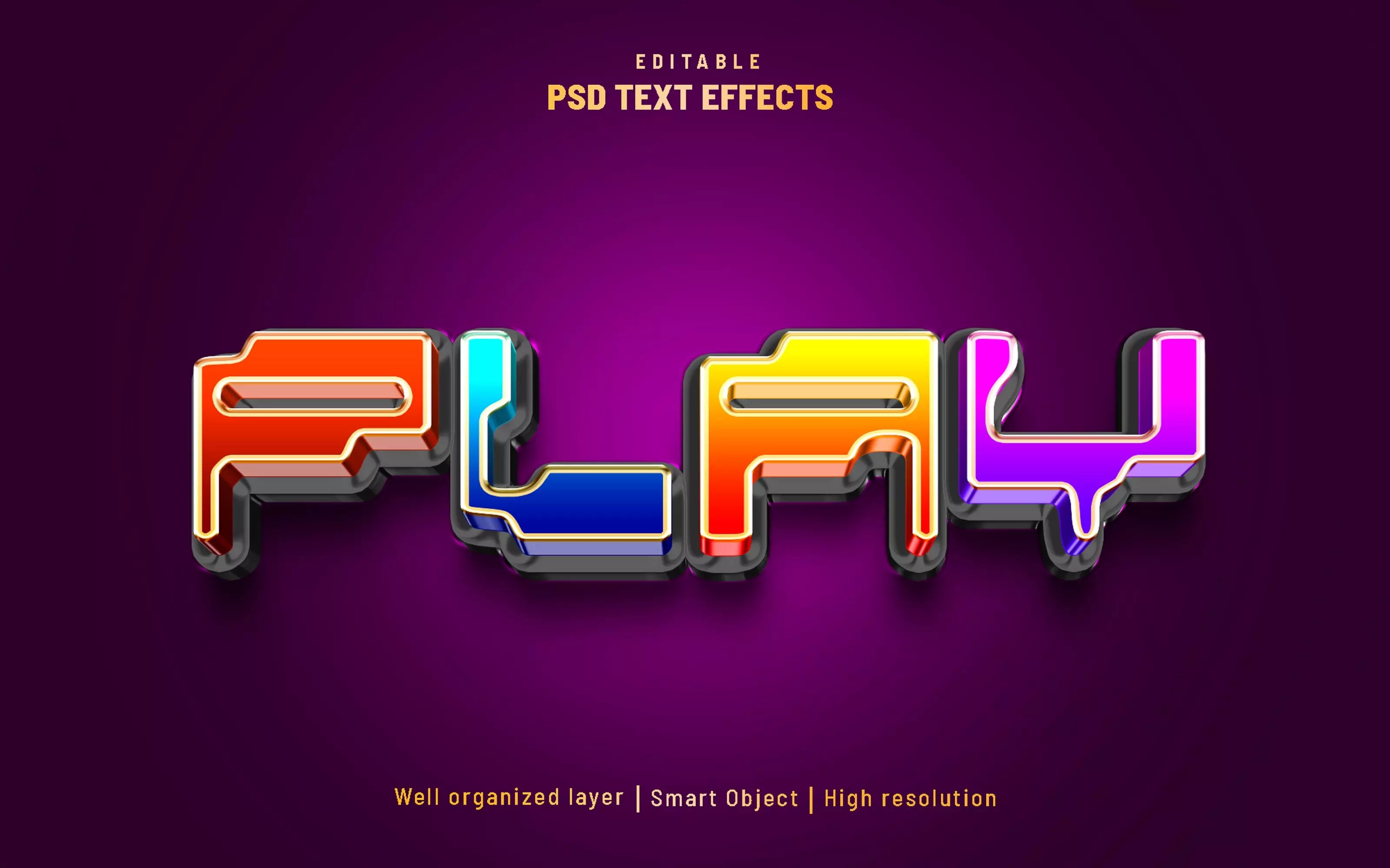 Play game editable text effect PSD MasterBundles