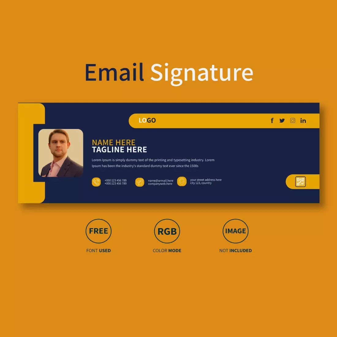 Email signature design or email footer design and personal Facebook