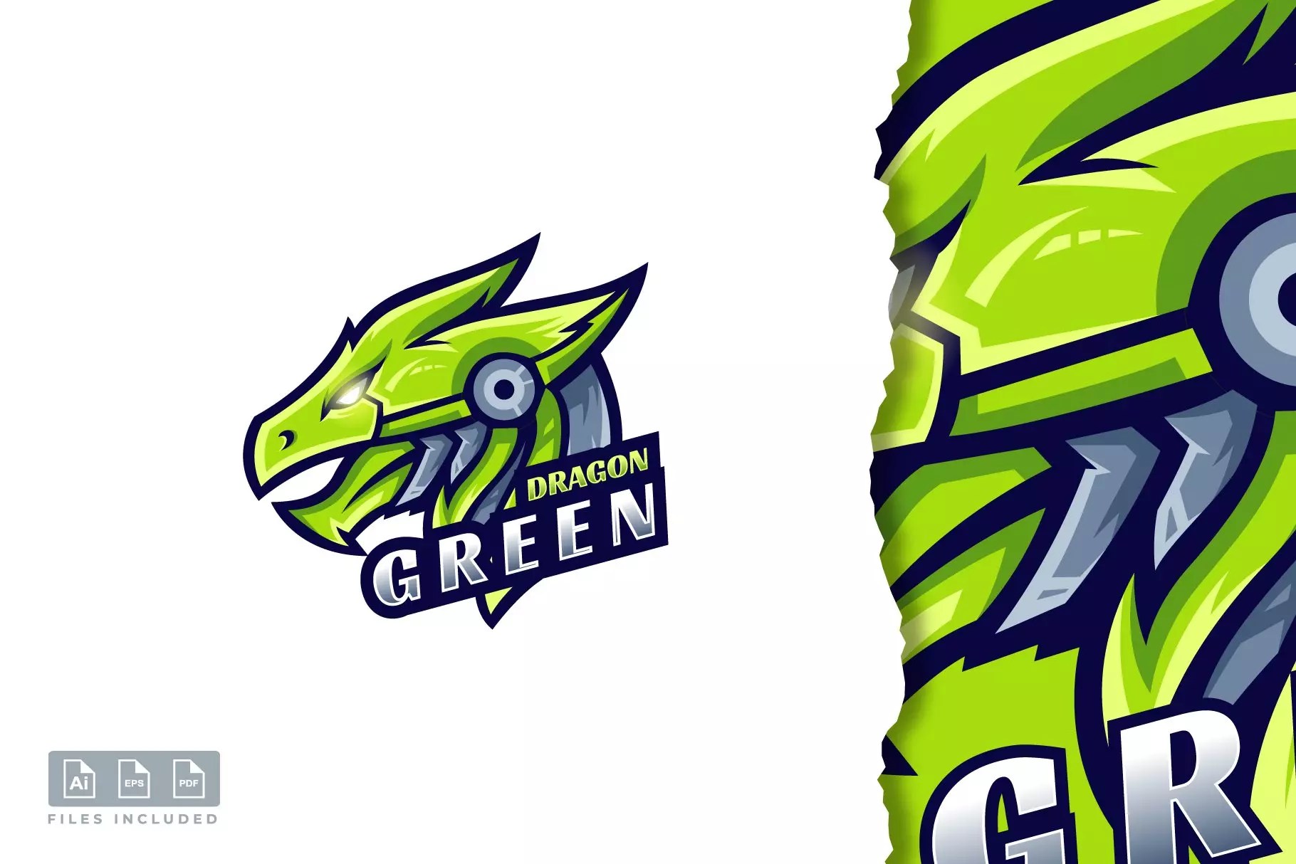 Green dragon logo design MasterBundles