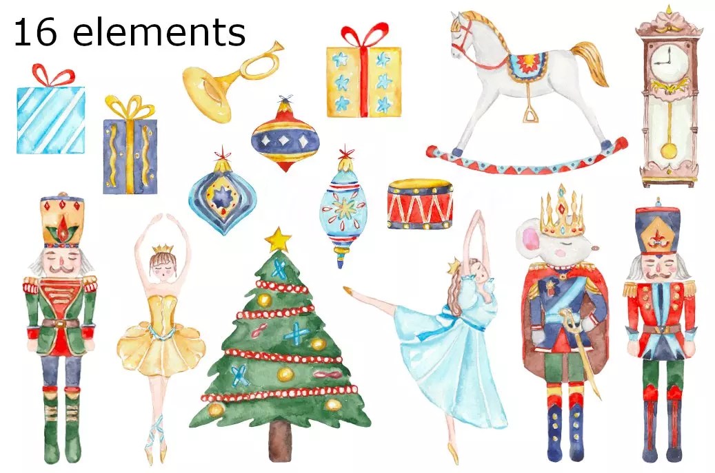 Nutcracker watercolor clipart MasterBundles