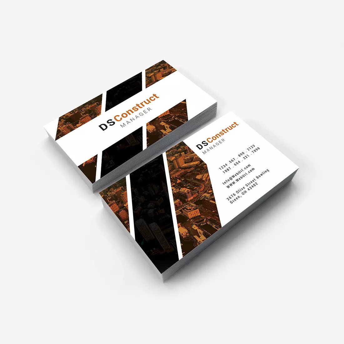 Construction business card design MasterBundles