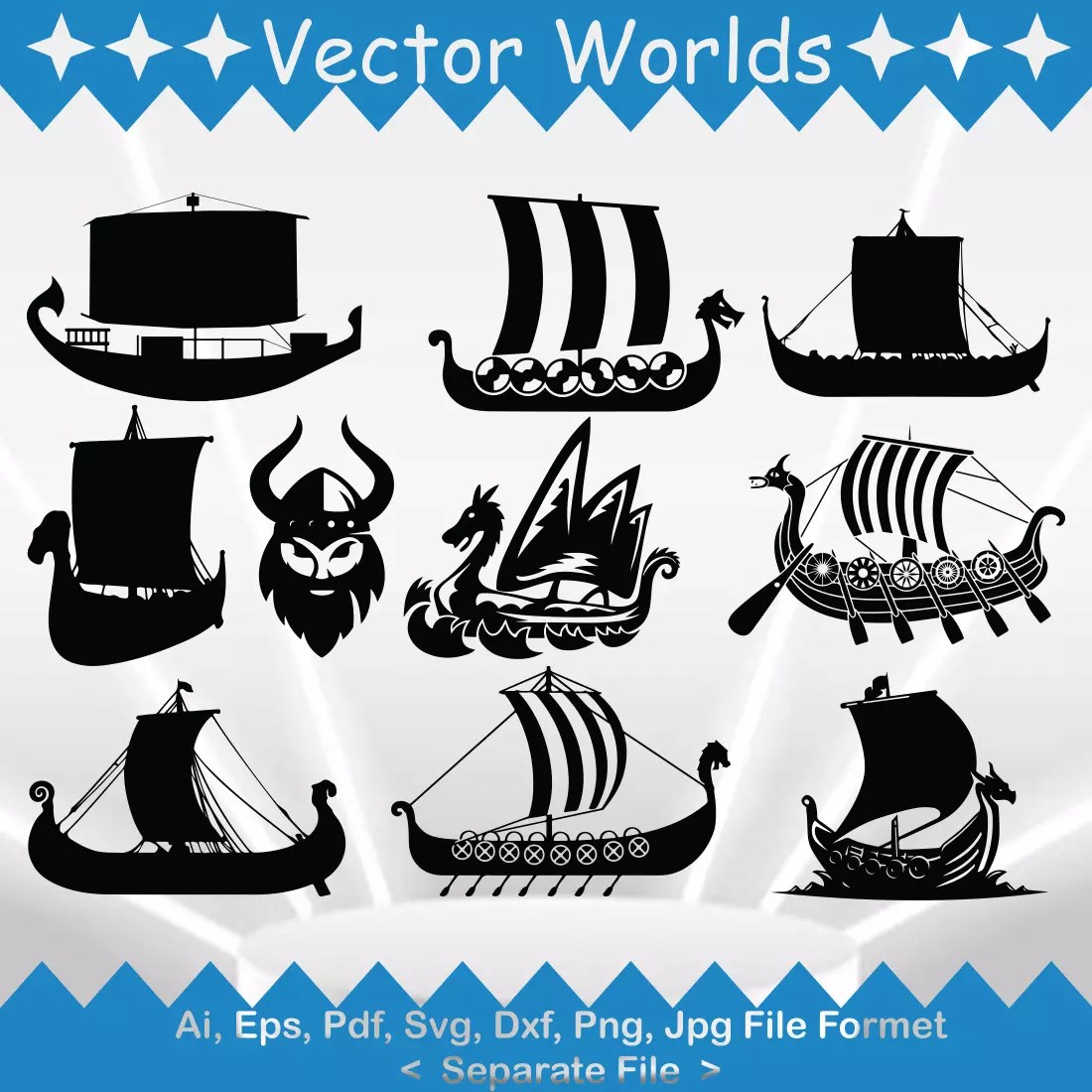 Vikings Boat SVG Vector Design. MasterBundles