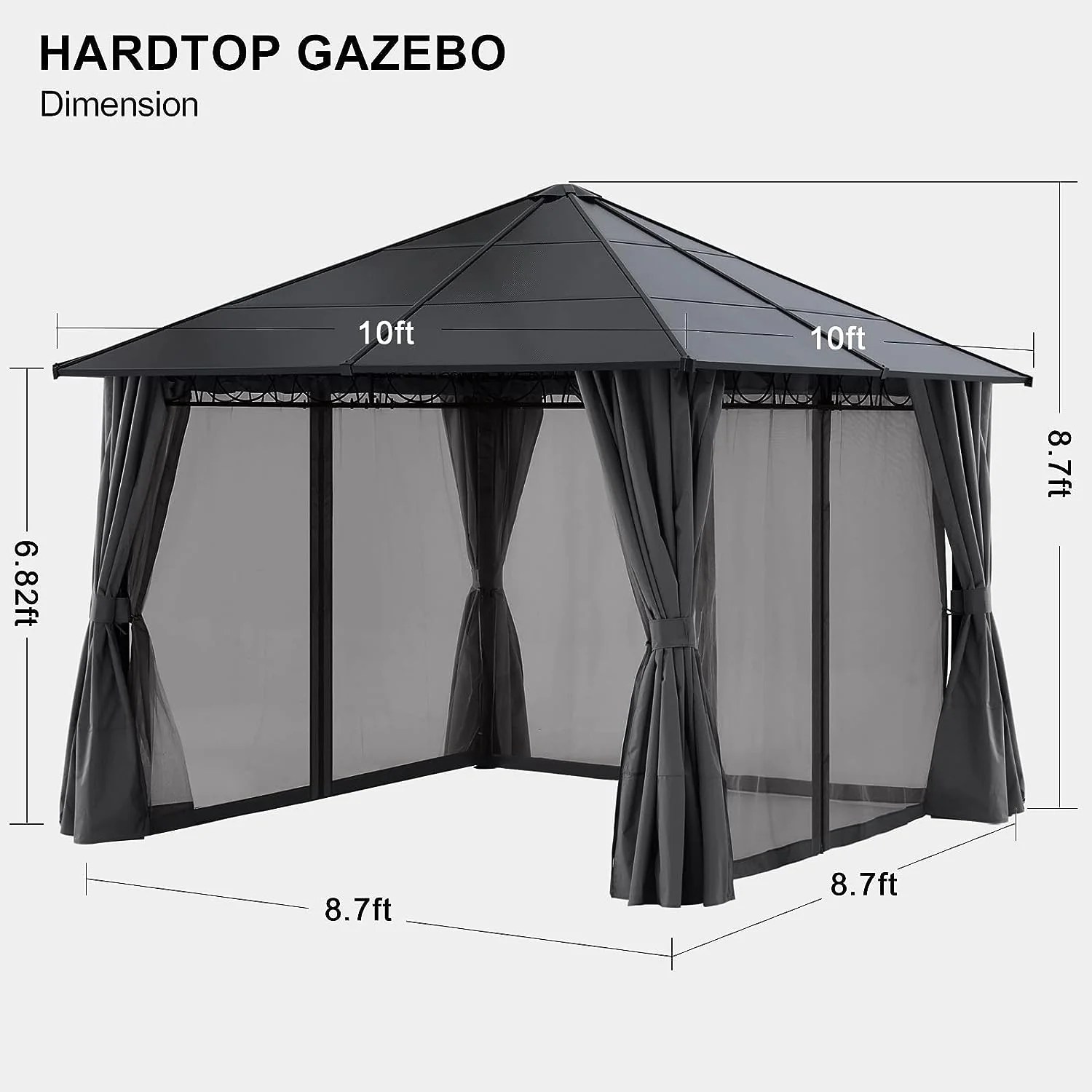 MASTERCANOPY 10x10 Outdoor Hardtop Gazebo Aluminum Frame Polycarbonate
