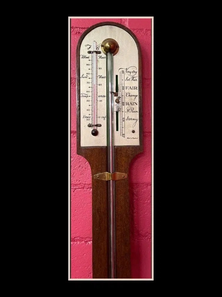Early 20th Century Barometer With Alcohol Thermometer Master Clockmakers