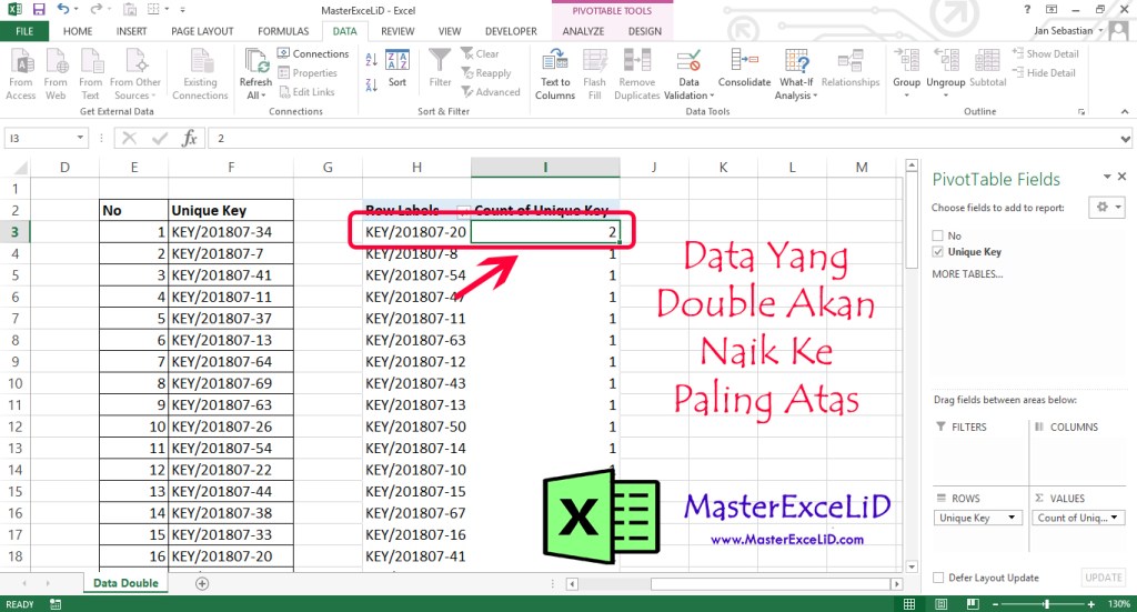 Excel Tips Cara Menemukan Data Yang Double Dengan PIVOT
