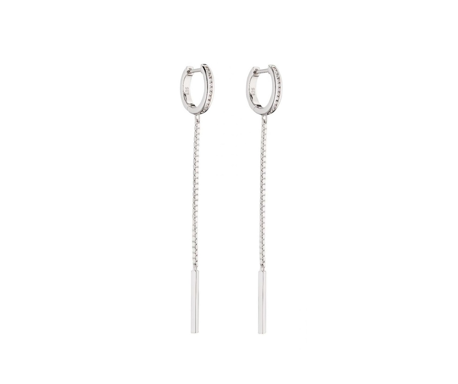 Fiorelli Clear CZ Pave Huggy Long Drop Earrings Taylor & Co