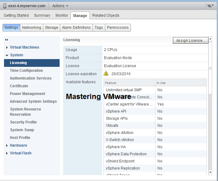 How to Assign License to ESXi Host Mastering VMware