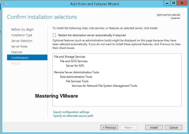 Install NFS Server in Windows Server Mastering VMware