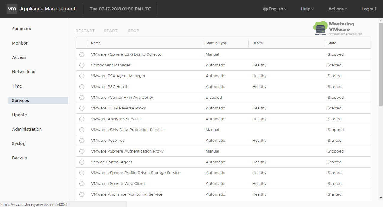 VCSA 6.7 Appliance Management Mastering VMware