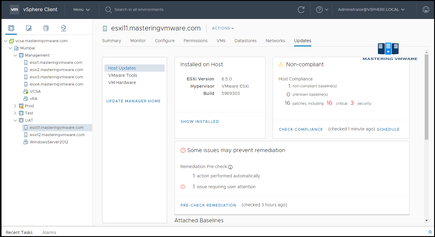 Patch ESXi Host using Update Manager Mastering VMware