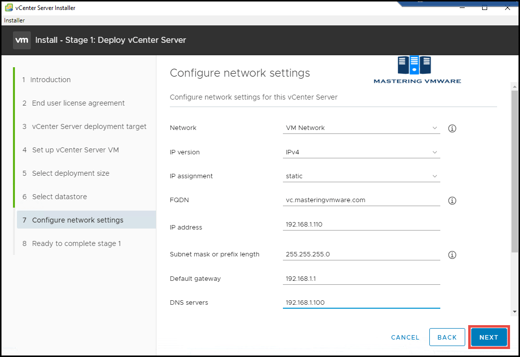 Install vCenter Server 7 step by step Mastering VMware