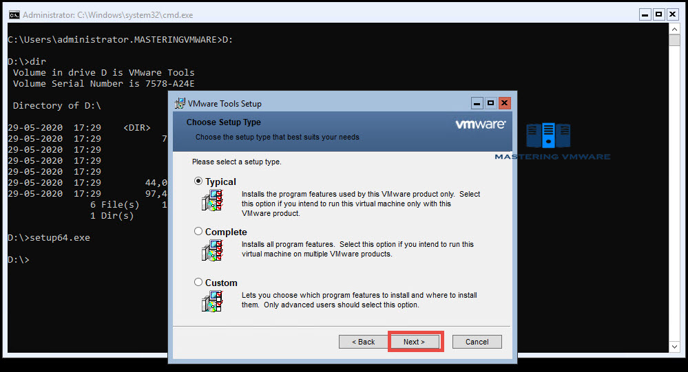 Install VMware Tools in Windows Server Core