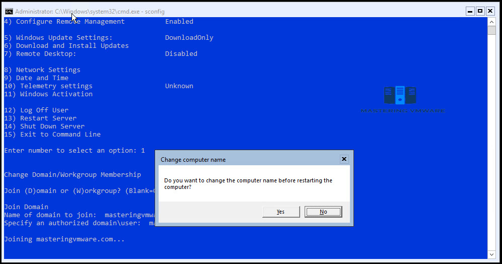 How to Join Windows Server Core to Domain Mastering VMware