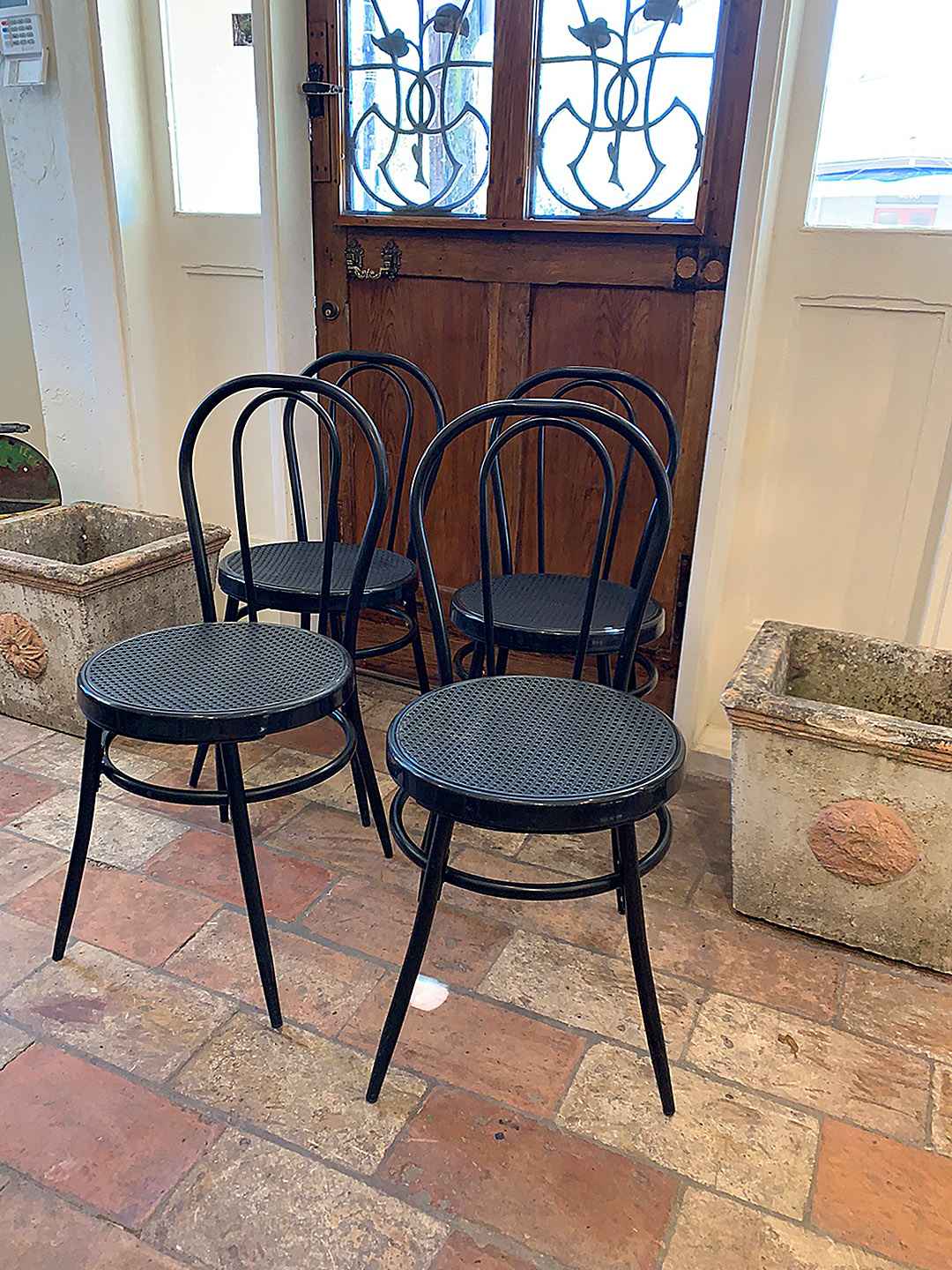 Set of 4 French Metal Caned Bistro Chairs Wirthmore Antiques