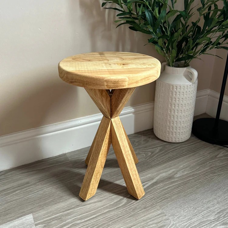 Rustic Wooden side table Crossed leg table Boston side table