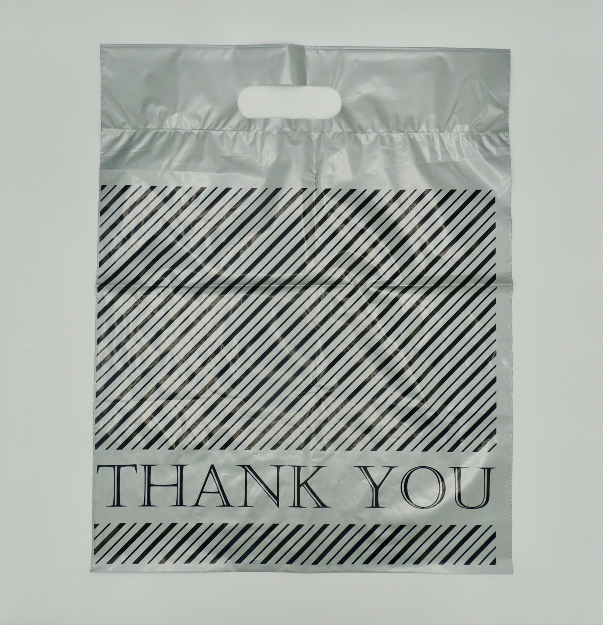 Gray Plastic Die Cut Bags 12 x 15