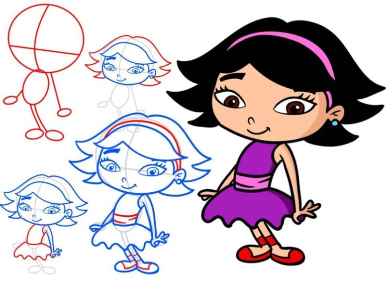 рисовать девочку пошагово