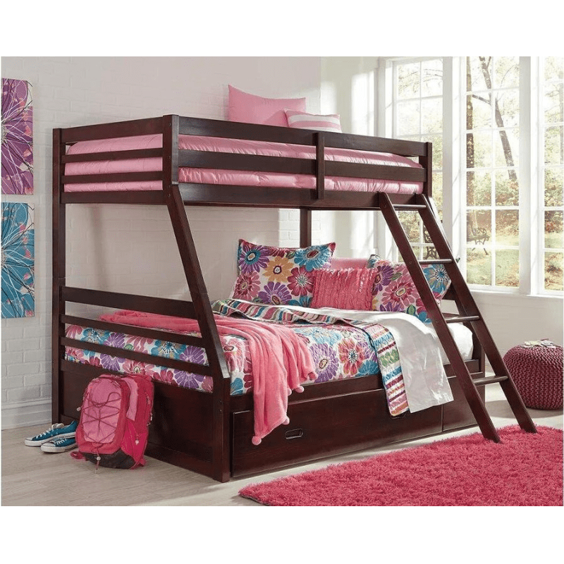 Halanton Bunk Bed Twin Over Full Cherry Wood Masters Lease Lease