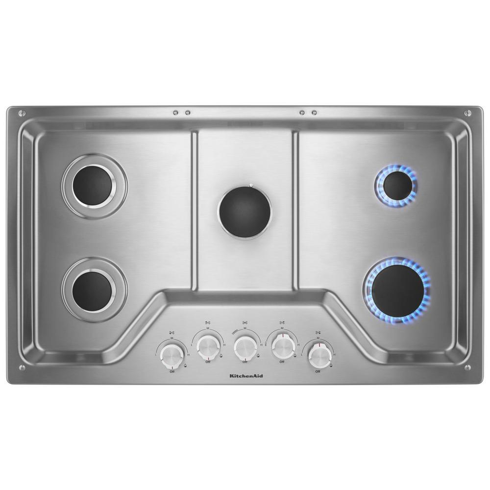 KitchenAid 36 in. Gas Cooktop in Stainless Steel with 5 Burners