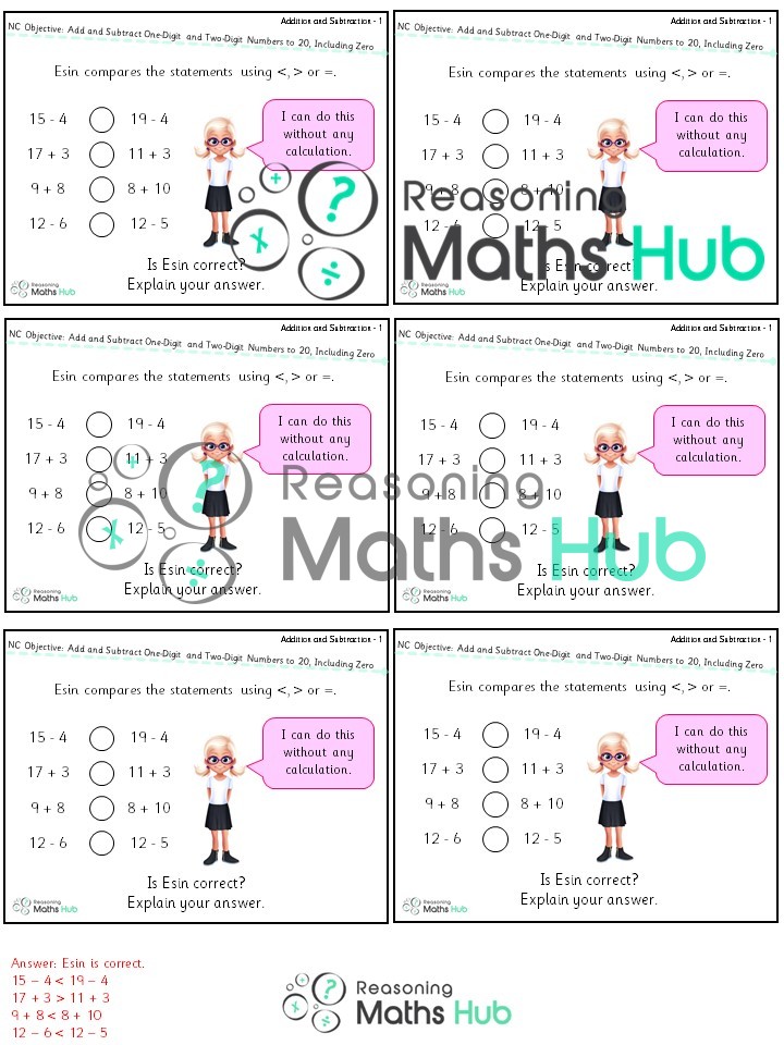 Read, write and interpret mathematical statements involving addition