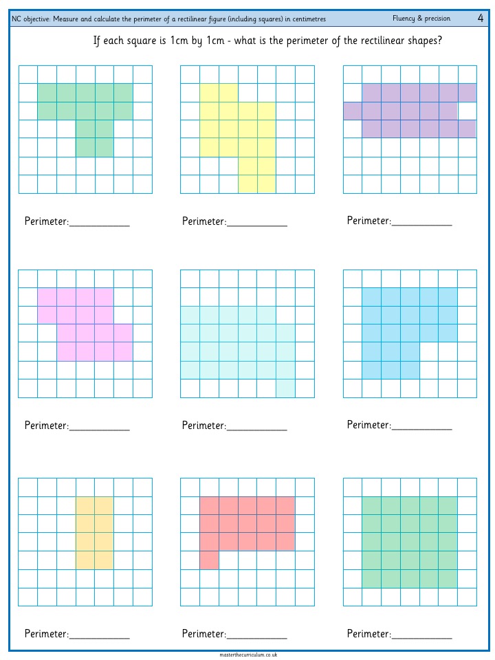 Measure and calculate the perimeter of a rectilinear figure (including