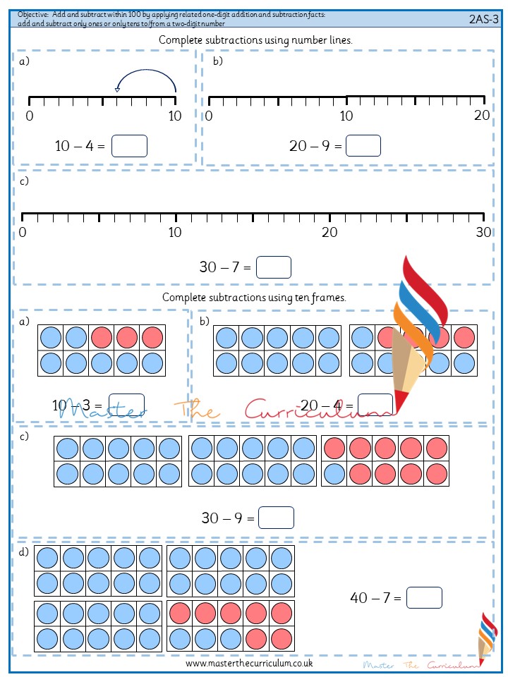 Add and subtract within 100 by applying related one-digit addition and