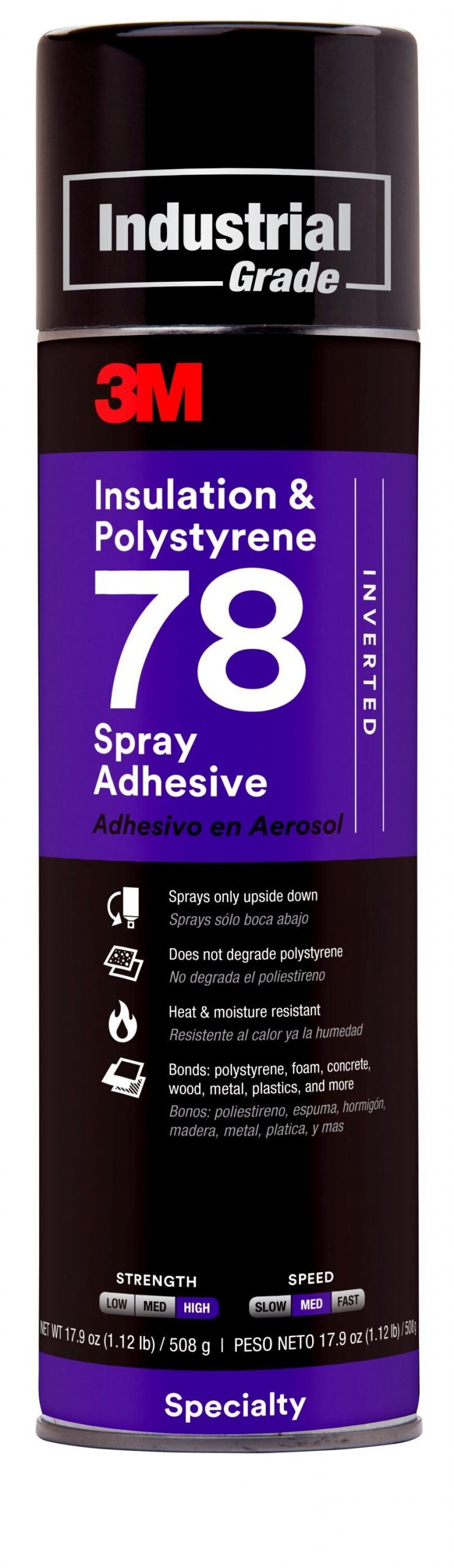 3M™ Polystyrene Foam Insulation Spray Adhesive 78, Inverted, Clear, 24