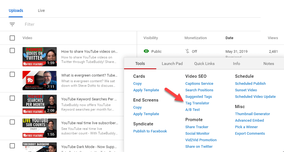 TUBEBUDDY TAG TRANSLATOR TRADUCTOR DE ETIQUETAS » Mas y Mejor