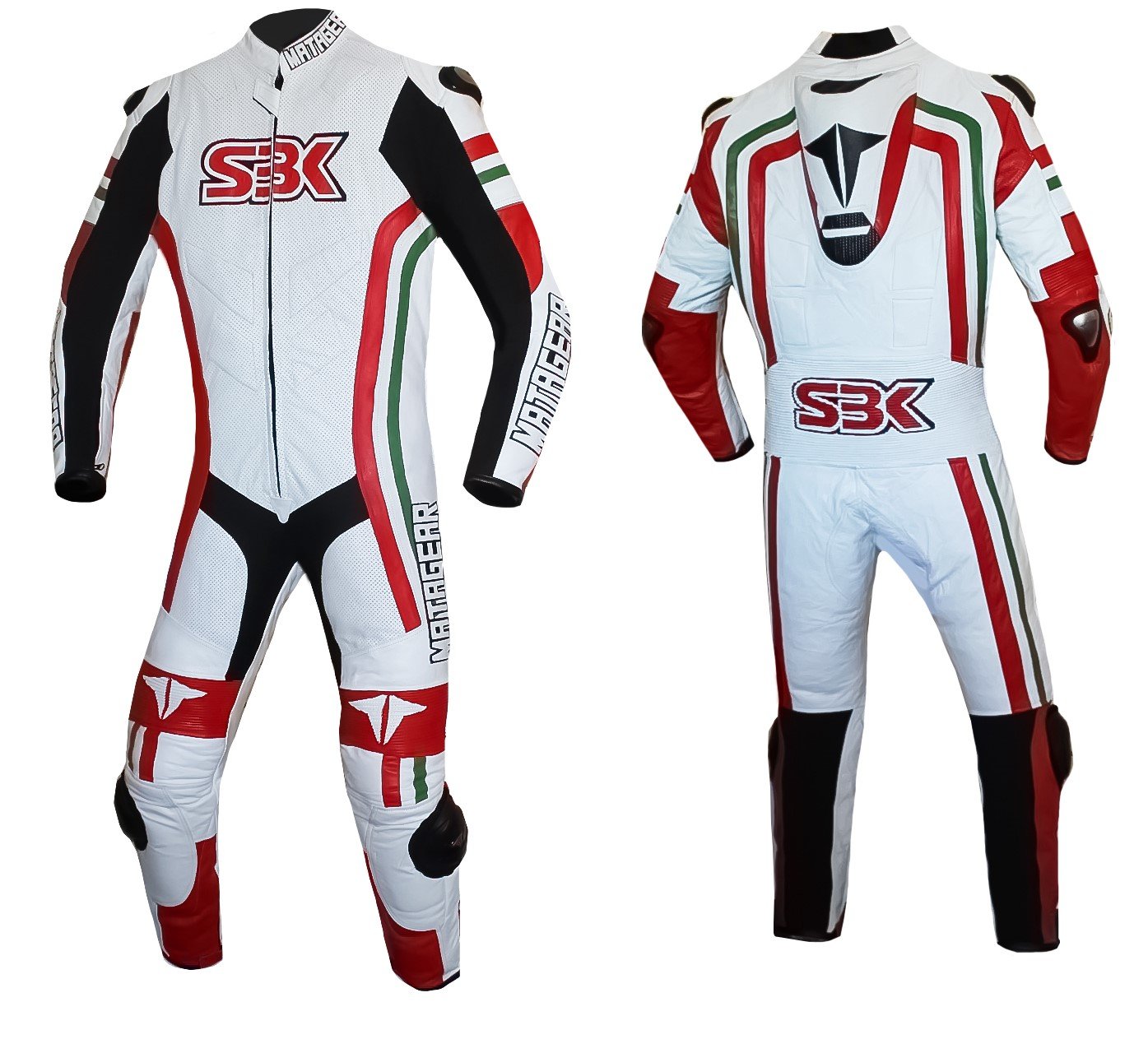 Matagear SBK Motorcycle One Piece Black Riding Leather Suit CE Approved