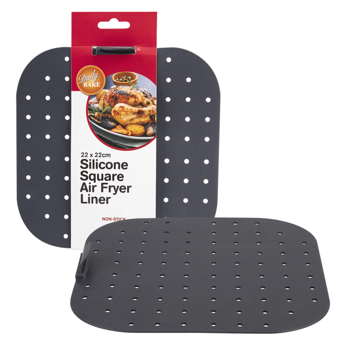 Silicone Square Air Fryer Liner 22x22cm Daily Bake Matchbox
