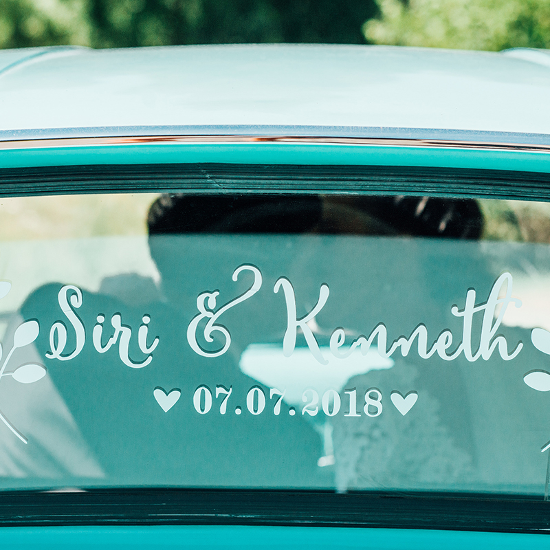 Option 6 │ Floral Wedding Car Window Decoration Decal match set love