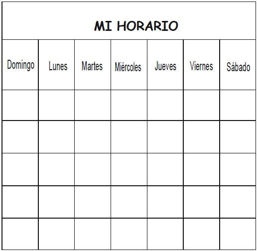 Ejercicios de Mi Horario para Primero de Primaria