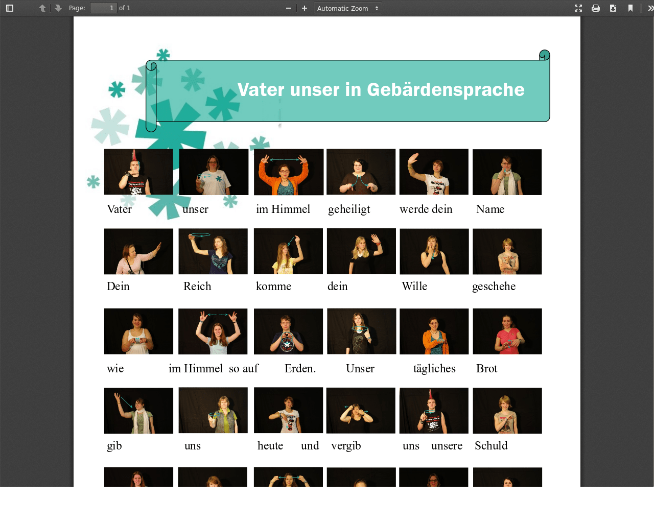 Vaterunser in Gebärdensprache Material
