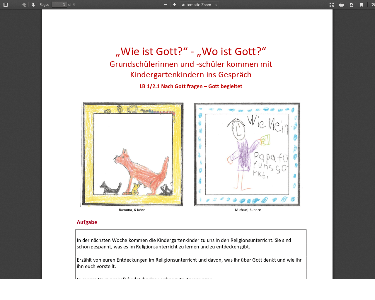 “Wie ist Gott?” “Wo ist Gott?” Material