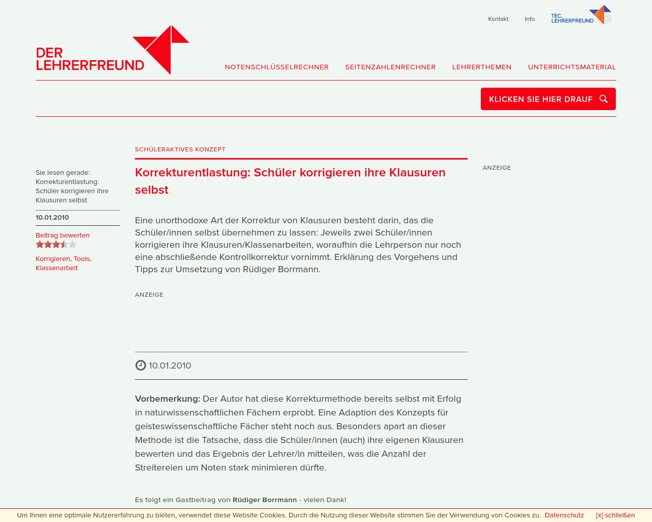 Korrekturentlastung Schüler korrigieren ihre Klausuren selbst