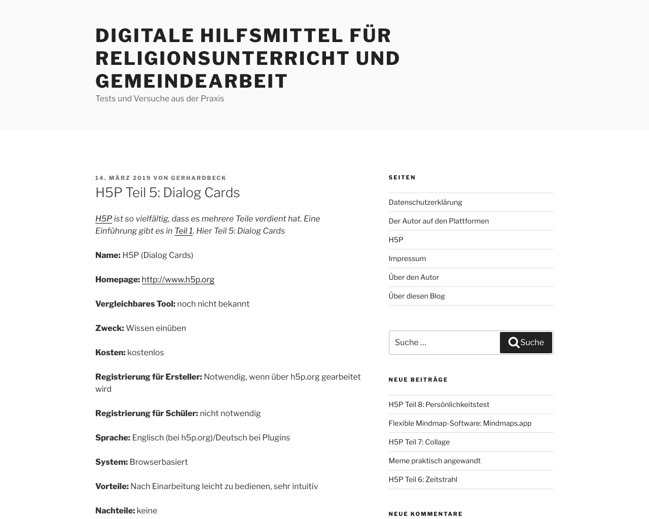 H5P Teil 5 Dialog Cards Religionspädagogischer Materialpool