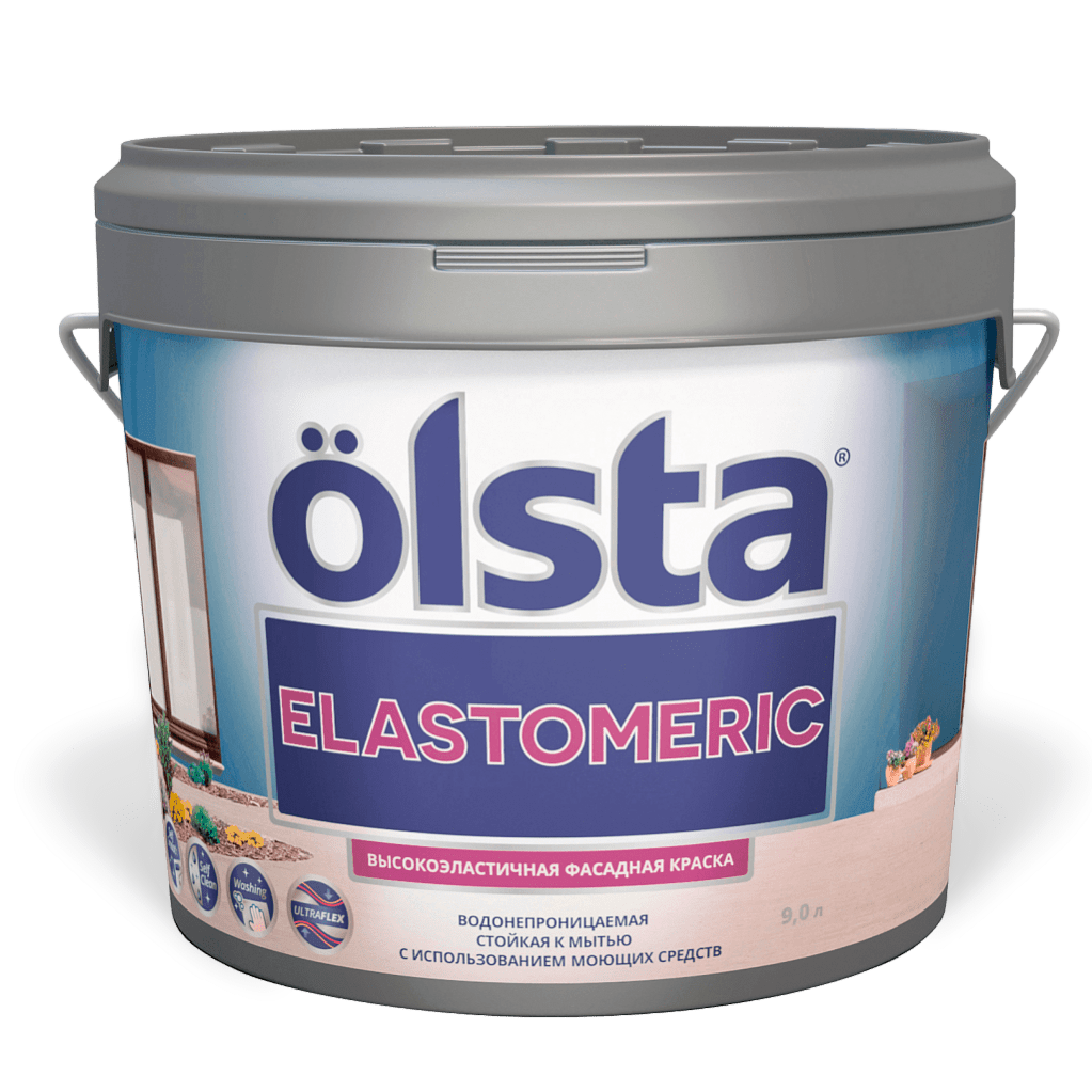 OLSTA ELASTOMERIC (ЭЛАСТОМЕРИК) Высокоэластичная фасадная краска VPStroy