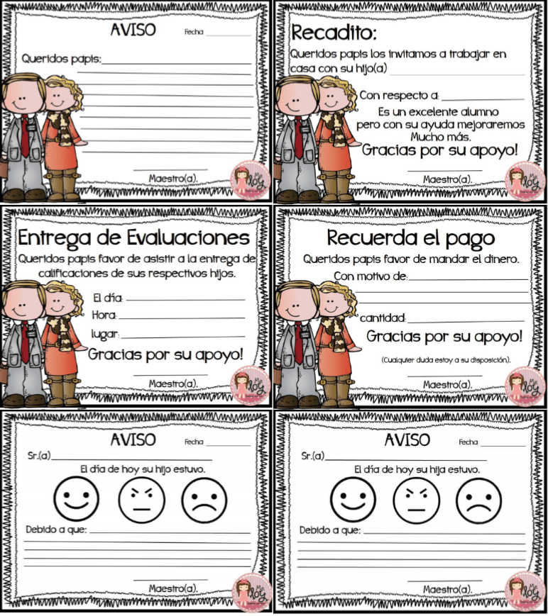 Avisos para padres de familia Material Educativo