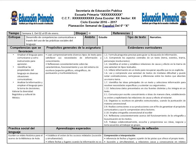 Planeaciones del sexto grado para el tercer bloque ciclo escolar 2016