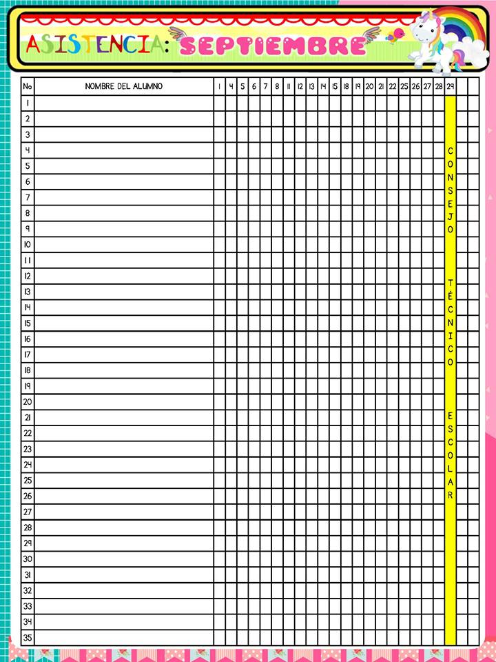 Excelentes listas de asistencia del ciclo escolar 2017
