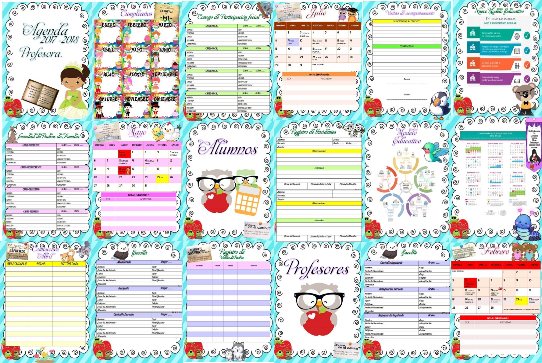 Fabulosa y completa agenda útil para profesoras ciclo escolar 2017